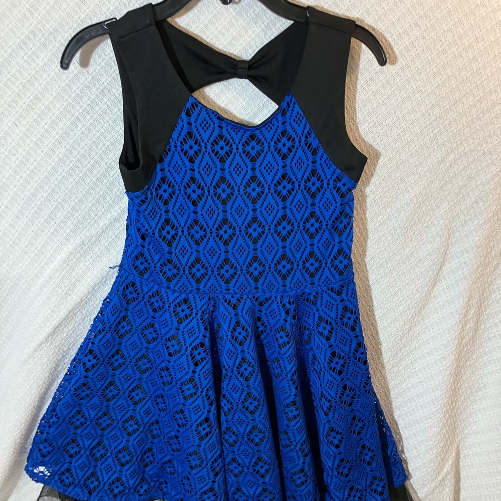 Knitworks Royal Blue Lace Dress with Black Details